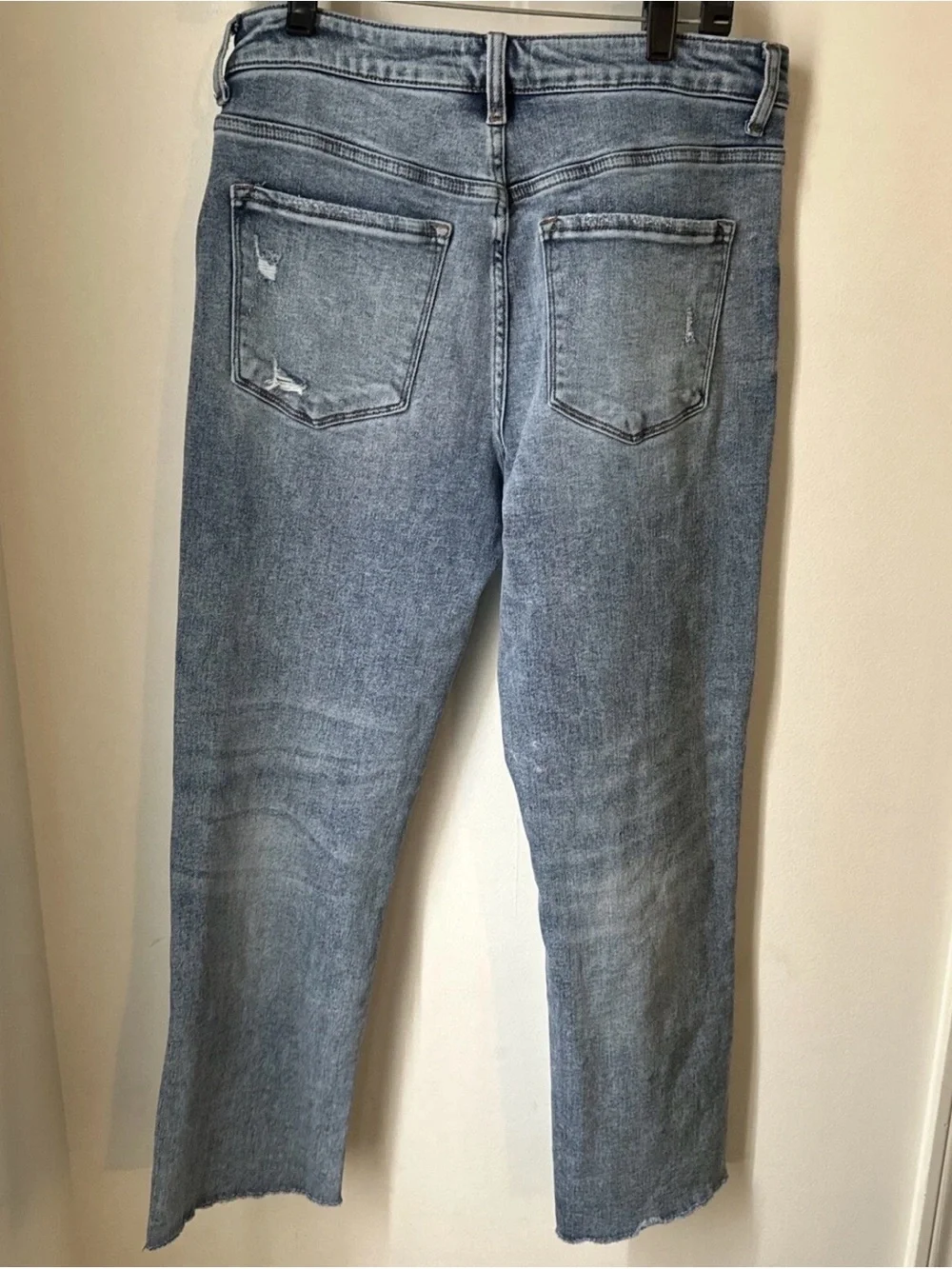 Altar'd State Light Wash Distressed Raw Hem Straight Denim Jeans Sz 30